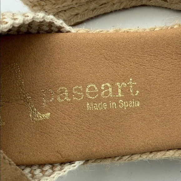 Paseart Tan Espadrille Wedge Sandals women 8M suede casual office beach retro - Picture 5 of 12